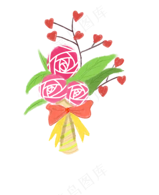 情人节手绘花束