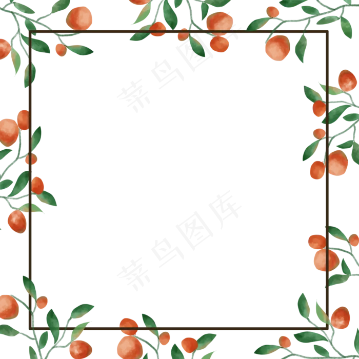 水果植物水彩边框(4000X4000(DPI:300))psd模版下载