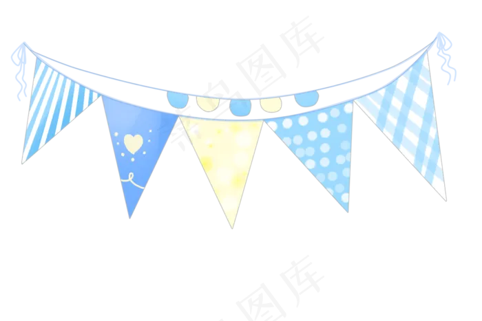 蓝色生日小彩旗,免抠元素(3000*2000px 300 dpi )psd模版下载