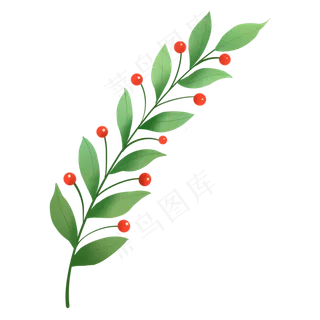 圣诞节手绘花纹素材,免抠元素