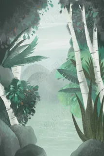 卡通清新简约白露节气淡雅绿色风景 卡通清新简约白露节气淡雅绿色风景