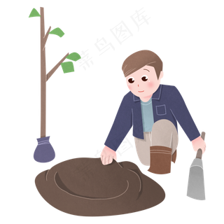 清明节植树的小孩