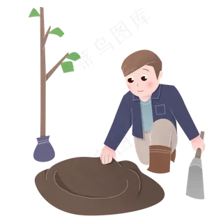 清明节植树的小孩