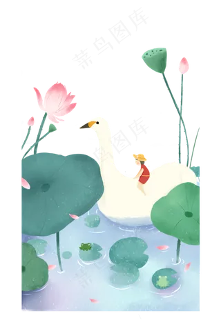 夏季池塘荷叶边框