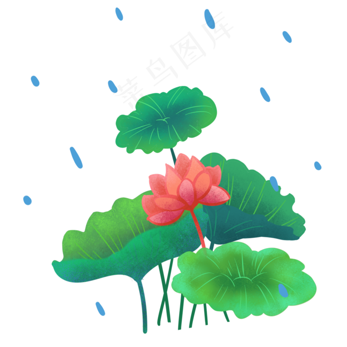清明时节雨纷纷荷花荷叶手绘插画