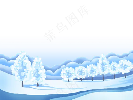 冬日白色原野冰雪雪景装饰底框,免抠元素