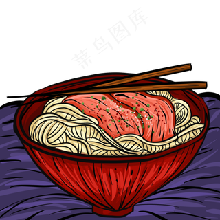国潮美食面条大碗宽面,免抠元素