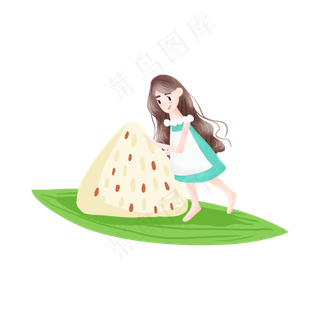 端午节的粽子和可爱的女孩