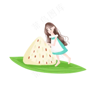 端午节的粽子和可爱的女孩