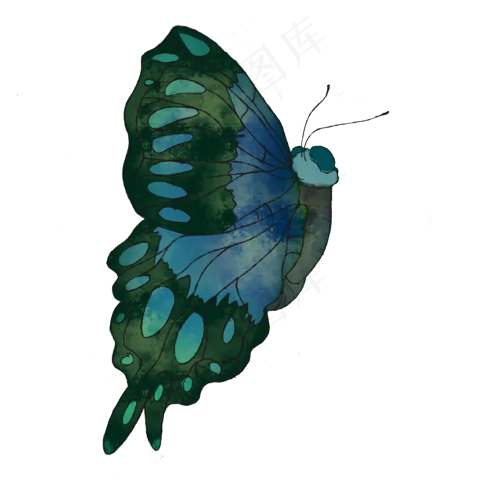 蝴蝶花蝴蝶手绘装饰(3000X3000(DPI:299))psd模版下载