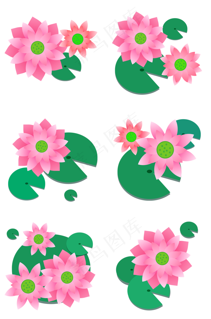 二十四节气之大暑荷叶荷花矢量图