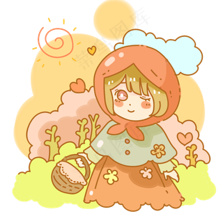 可爱卡通小红帽女孩