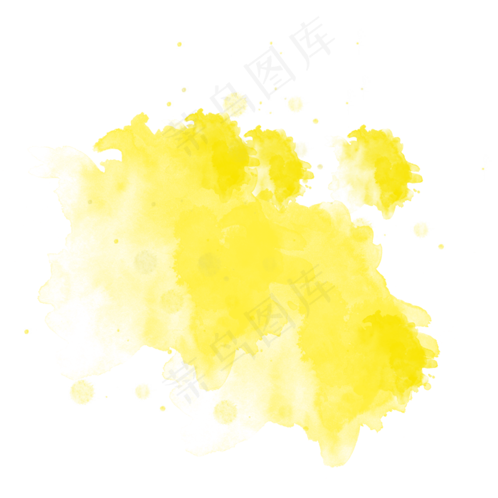 黄色水彩墨迹插画