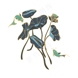 新式创意荷花荷叶莲花