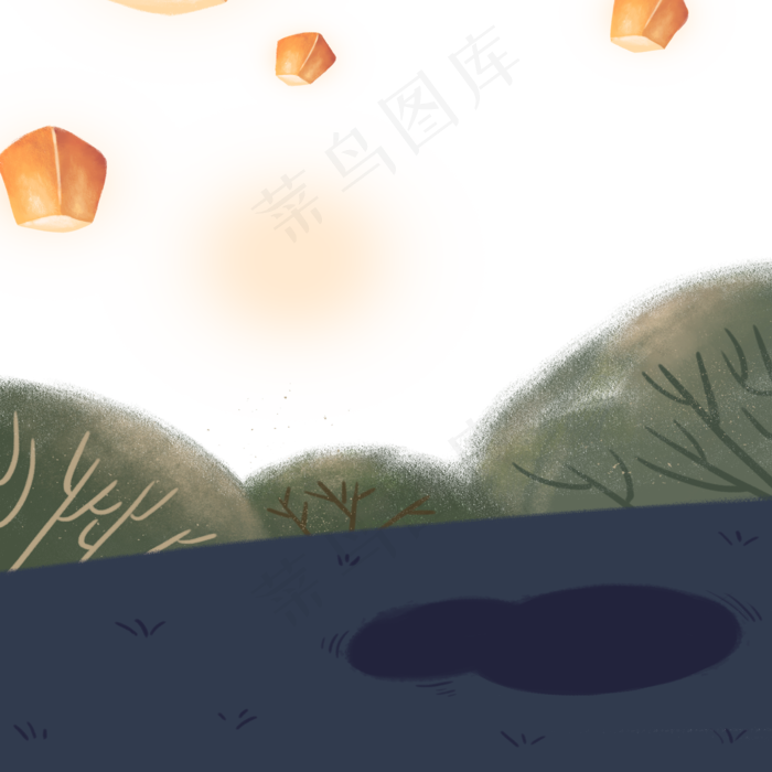 节日放天灯的背景图片,免抠元素