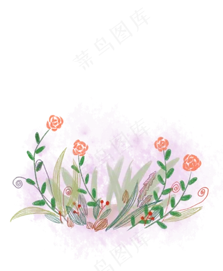 手绘节日花草装饰