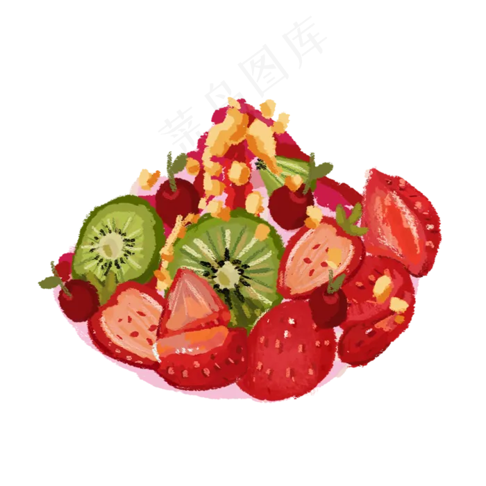 水果绵绵冰卡通png素材(2000X2000(DPI:150))psd模版下载