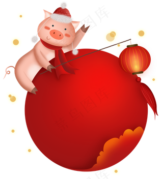 2019农历新年猪年中国风文字框,免抠元素