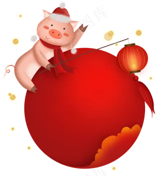 2019农历新年猪年中国风文字框,免抠元素