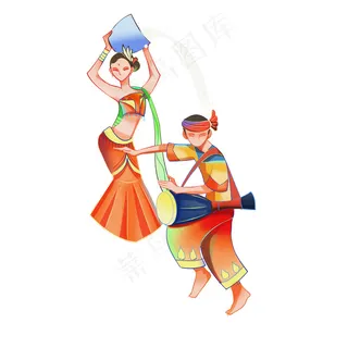 卡通泼水节人物下载,免抠元素