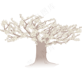 手绘简单古风小清新梨花树