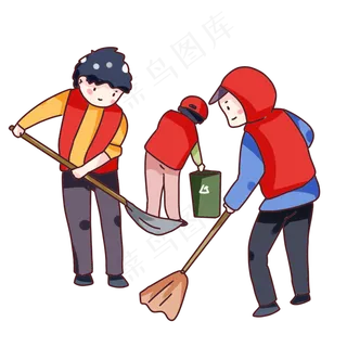 手绘卡通志愿者做公益,免抠元素