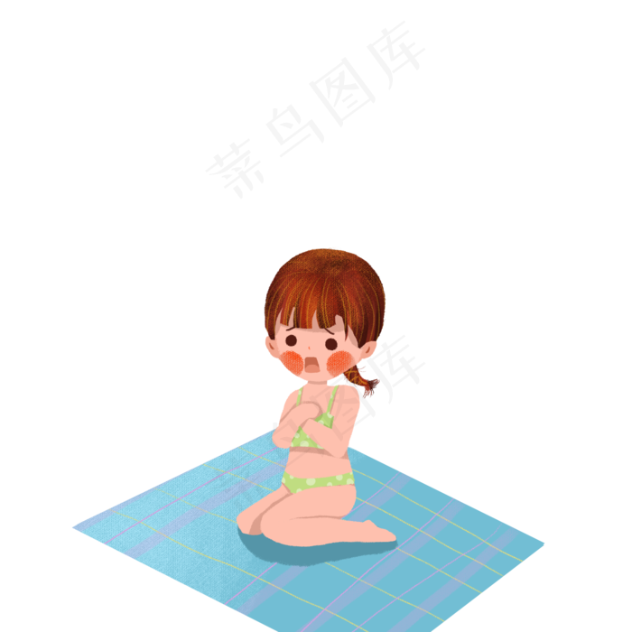 手绘海边卡通女孩(2000X2000(DPI:300))psd模版下载
