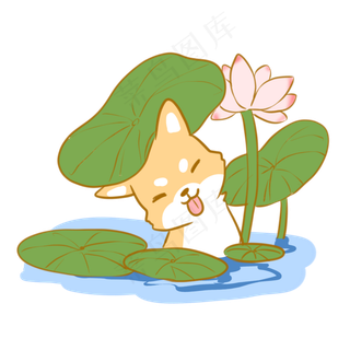 泡在水里的柴犬