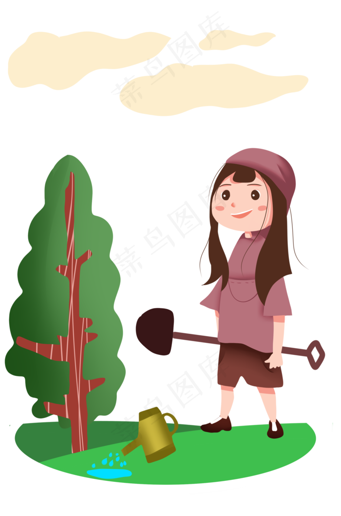 植树节植树的女孩(2000X3020(DPI:299))psd模版下载