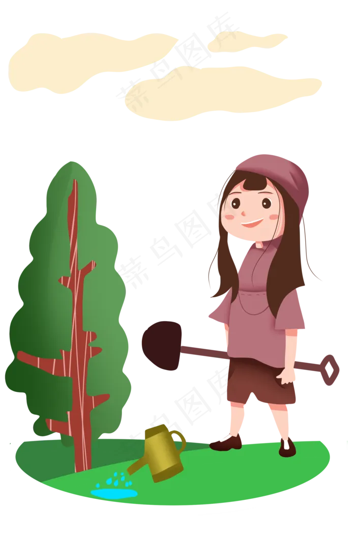 植树节植树的女孩