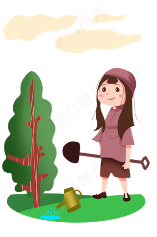植树节植树的女孩