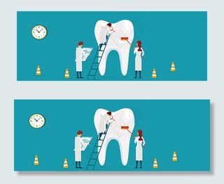 全国爱牙日简约蓝色刷牙banner