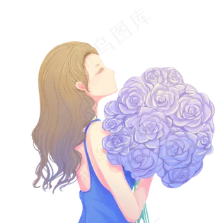 怀抱鲜花的美女下载