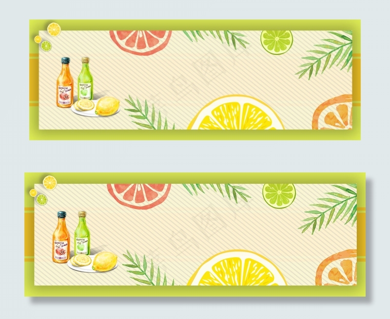 夏季日系简约水果汽水美食banner(1920*700px 	       )psd模版下载