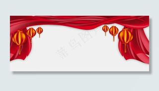 新年红绸灯笼装饰,免抠元素