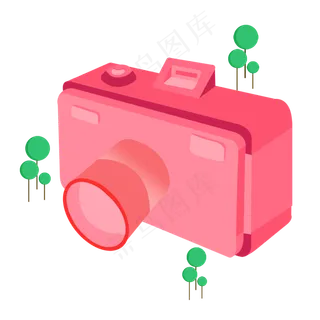 创意免扣2.5D卡通手绘相机,免抠元素