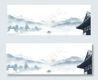 中国风水墨画古韵地产平面广告