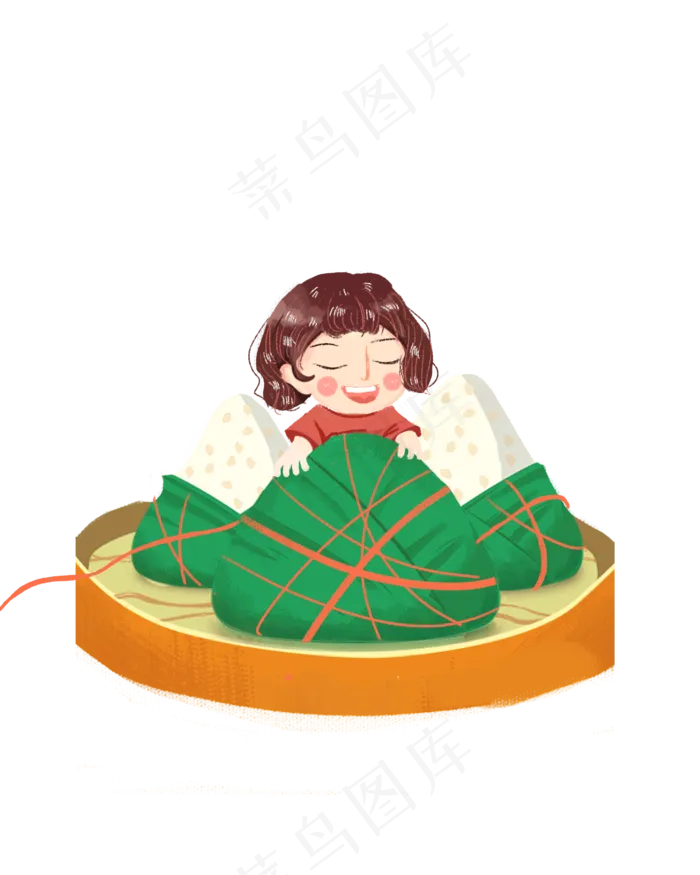 端午吃粽子女孩png素材(2000X2500(DPI:300))psd模版下载