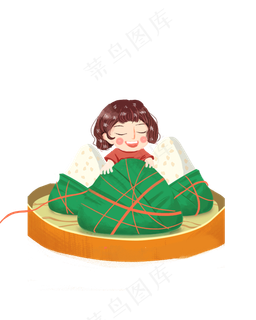 端午吃粽子女孩png素材