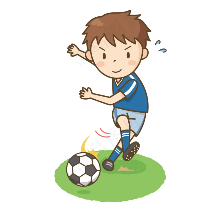 通用节日彩色卡通手绘暑假踢足球,免抠元素(2000*2000px 300 dpi )ai矢量模版下载