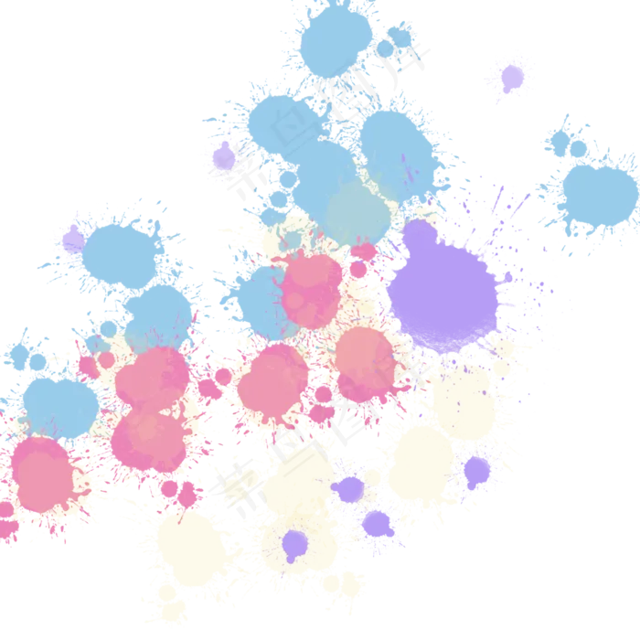 彩色泼墨溅开蓝色粉色紫色,免抠元素(2048*2048px)psd模版下载