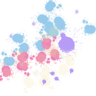 彩色泼墨溅开蓝色粉色紫色,免抠元素