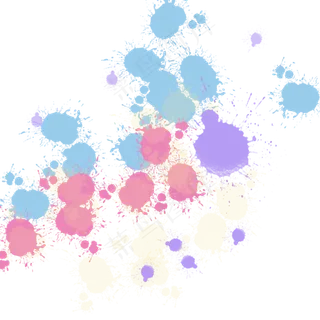 彩色泼墨溅开蓝色粉色紫色,免抠元素