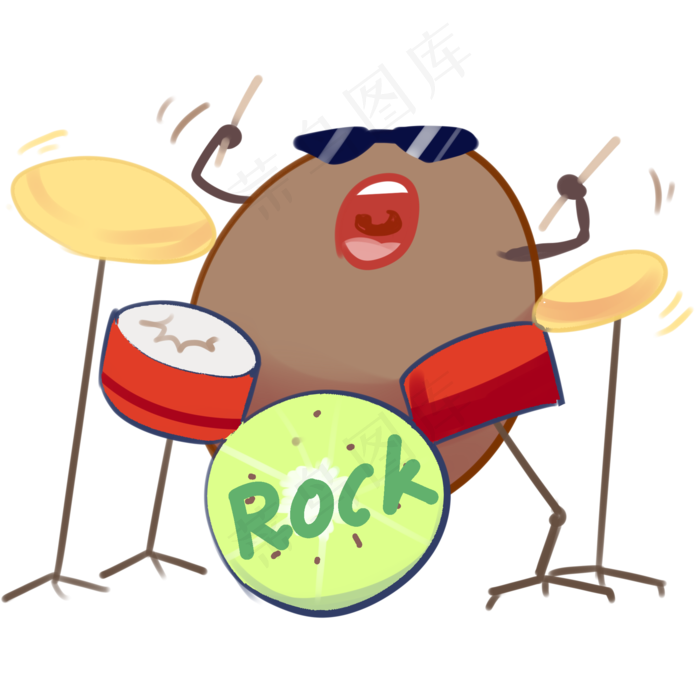 奇异果黄色褐色棕色水果拟人化