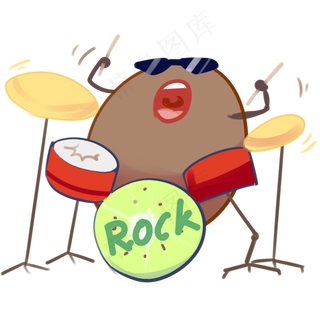 奇异果黄色褐色棕色水果拟人化