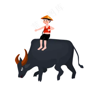 卡通水牛清明牧童