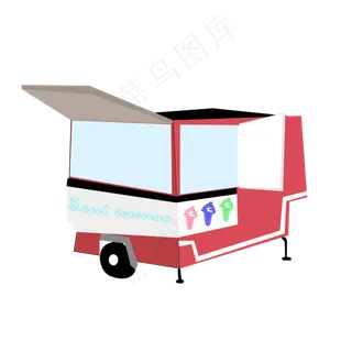 夏日手绘冰激凌车矢量图