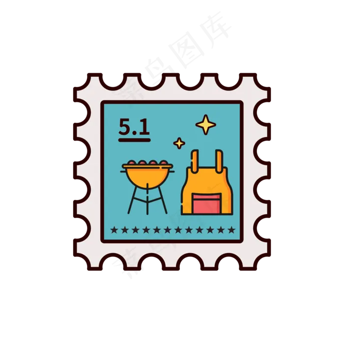 五一劳动节矿工扁平邮票(2000X2000(DPI:300))psd模版下载