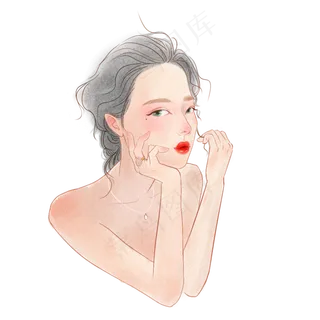 美女性感水彩风格手绘