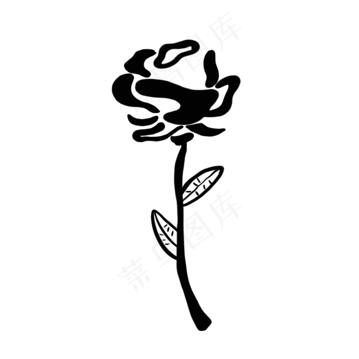 黑色手绘玫瑰花(2000*2000px 72 dpi )psd模版下载